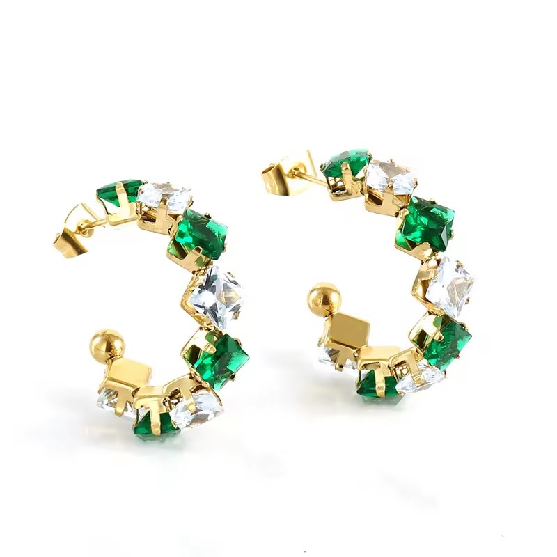 Vert blanc moyen-Boucles d'oreilles