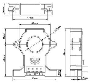 Acrel AHKC-EKA Hall <strong>Sensor</strong> Current Transducer with <strong>4</strong>-<strong>20mA</strong> <strong>Output</strong> 500A Open Core Hall <strong>Sensor</strong> for Motor - Product Image 5