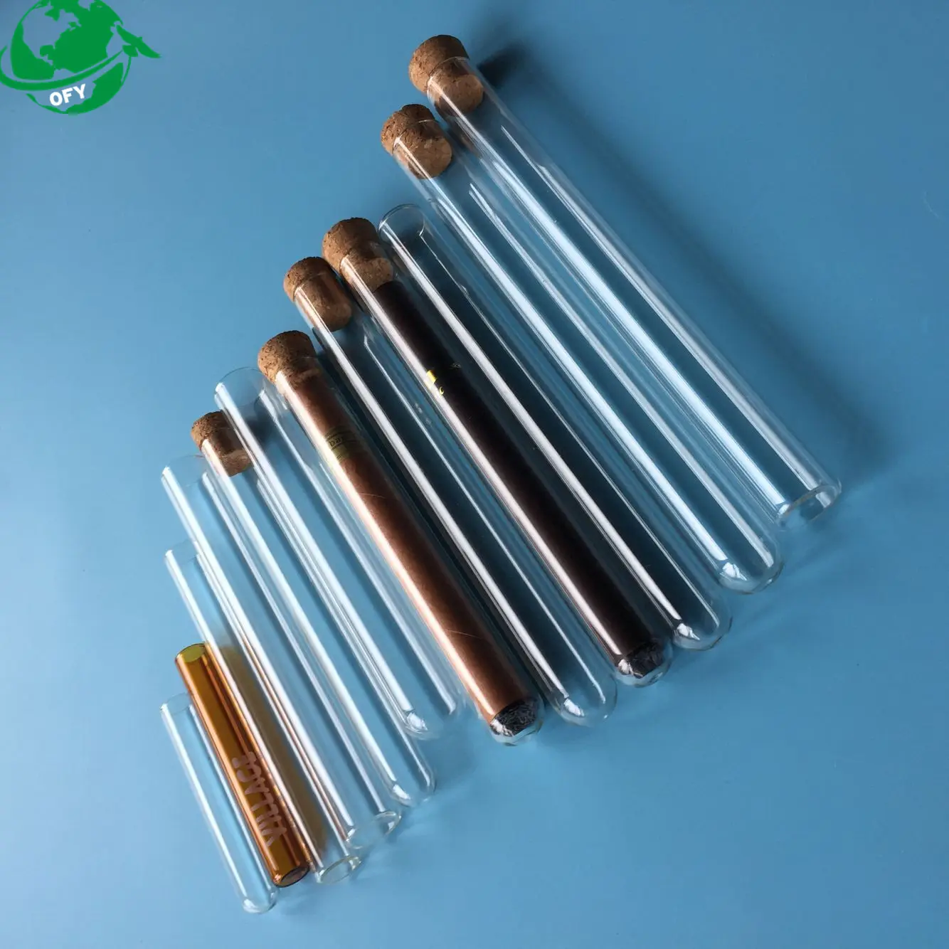 Contenedor de embalaje para cigarros, tubo de prueba de vidrio personalizado con corcho, tamaño de 116 mm 120 mm 110 mm