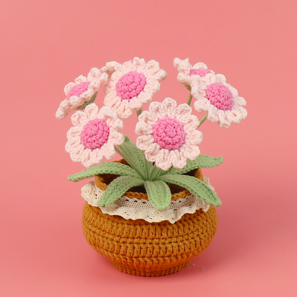 Finished product -7 pink small daisy potted (large wool basin)