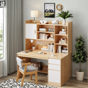 Large Capacity Integrated Bookcase Desktop <strong>Computer</strong> <strong>Desk</strong> <strong>Simple</strong> Home Study <strong>Desk</strong> for Student for Bedroom or Office Use - Product Image 4