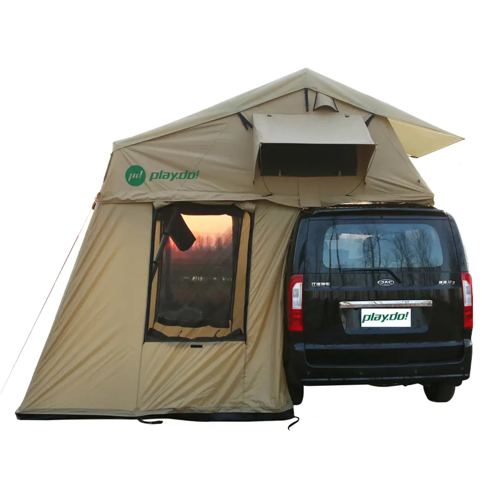 Vente chaude Camping Voyage Auto Kaki 4 Personne Voiture 4*4 Tente De Toit En Aluminium