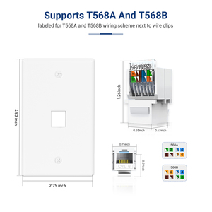1 cổng mèo 6 Ethernet tấm Tường nữ để nữ RJ45 Keystone Coupler Tương thích với Cat6 CAT5E Ethernet Plug-in ổ cắm tường - Product Image 6