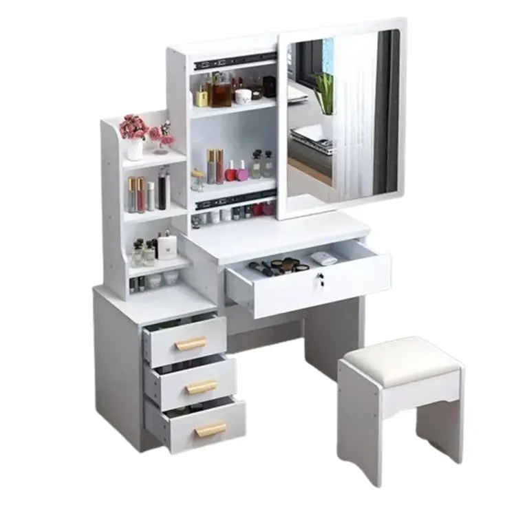 Wholesale Simple Unique Portable Homeuse Custom Logo Dressing Table With Mirror And Drawers