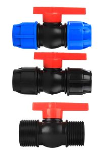 PP HDPE boru sıkıştırma parçaları PN16 basınç çift erkek dişli tek üç yolu plastik küresel vana sulama için - Product Image 6
