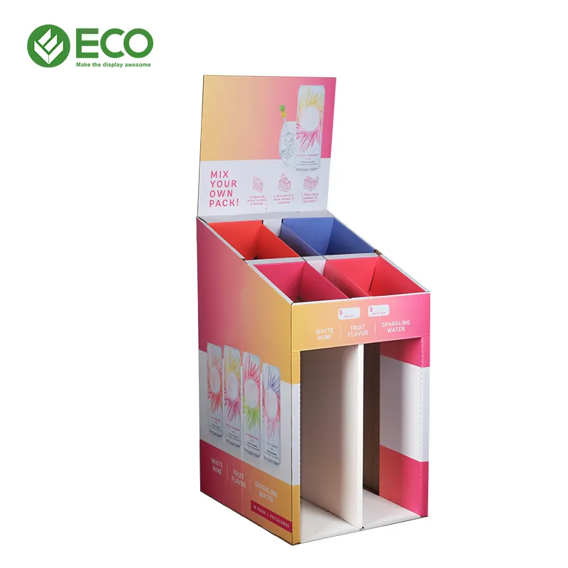 Contenedores de cartón para caramelos personalizados, soporte de exhibición para supermercado, contenedores de basura de papel