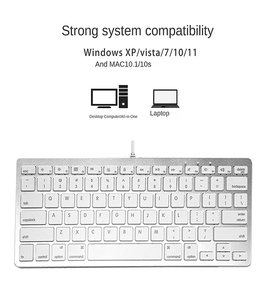 Mini teclado ergonómico USB Plug and Play con cable para Windows/Mac portátil 78 teclas teclado con cable Compatible con ordenador portátil/escritorio - Product Image 4