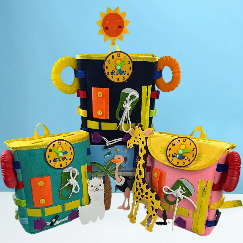 Montessori okul çantası çocuklar için yüksek kalite keçe sırt çantası çocuklar için DIY halı çanta çocuk bilişsel oyuncaklar