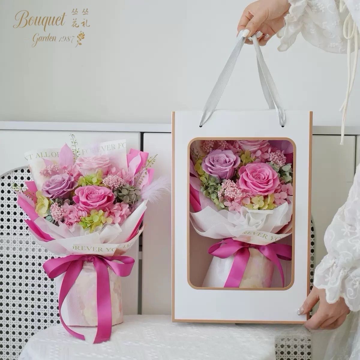 Boîte cadeau fenêtre pour 2 bouquets