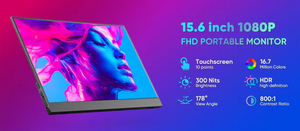 15.6インチポータブルモニターフルHD 1080P HDRコンピュータディスプレイUSB C & HDMIデュアルモニター内蔵スピーカーゲームモニターPS4用 - Product Image 4