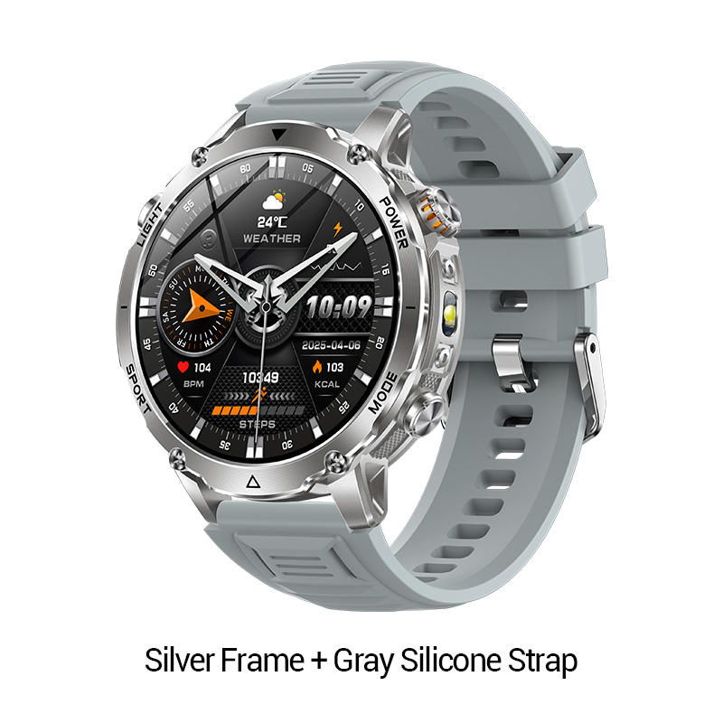 Cadre argenté + bracelet en silicone gris