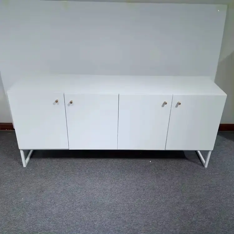 Modernes Designschrank weiß mit 4 Türen Ablage Schrank Seitenteil MDF Holz Seitenschrank für Wohnzimmer