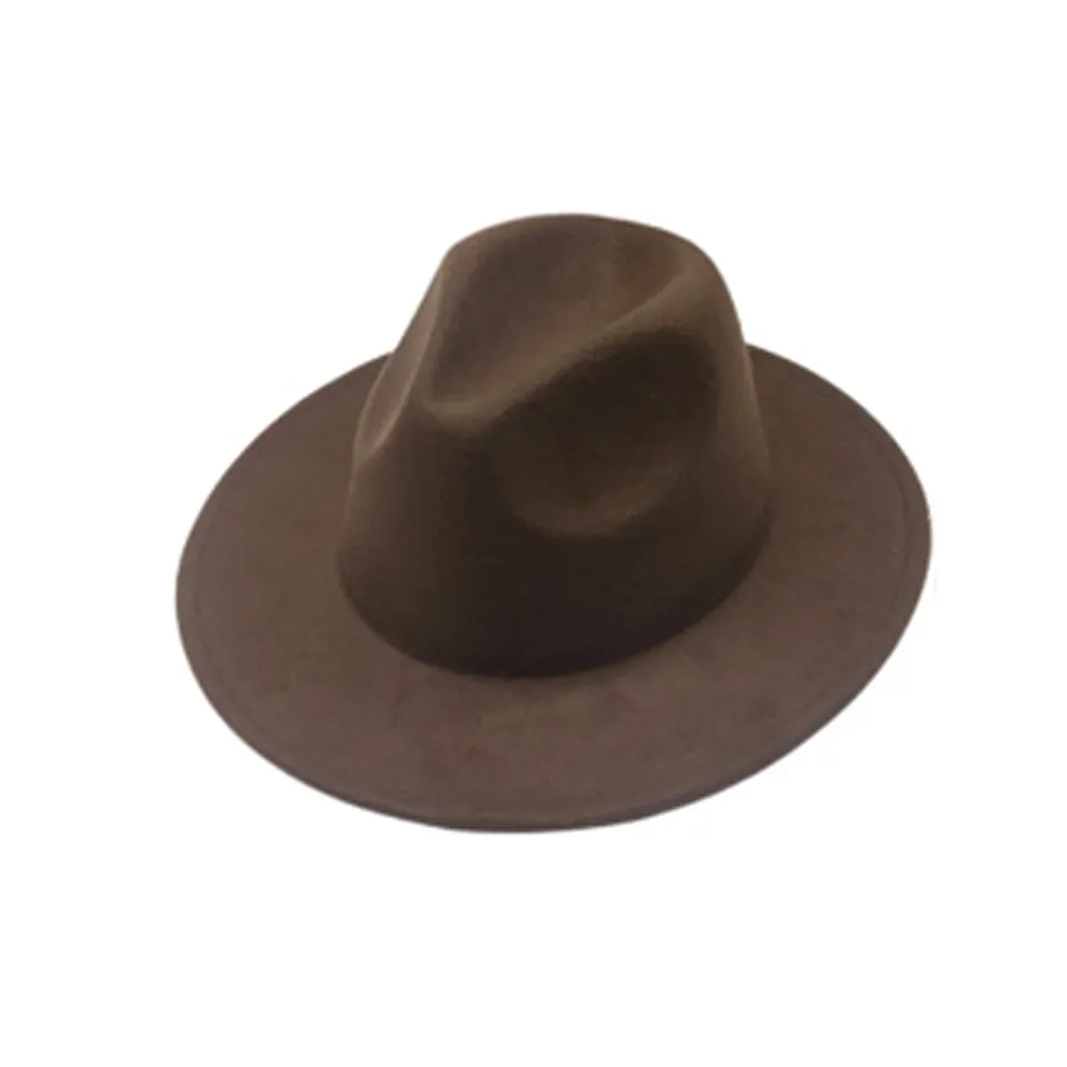 Topi Fedora indah kualitas tinggi topi wanita grosir wol flanel klasik pesta Fedora topi kustom pria