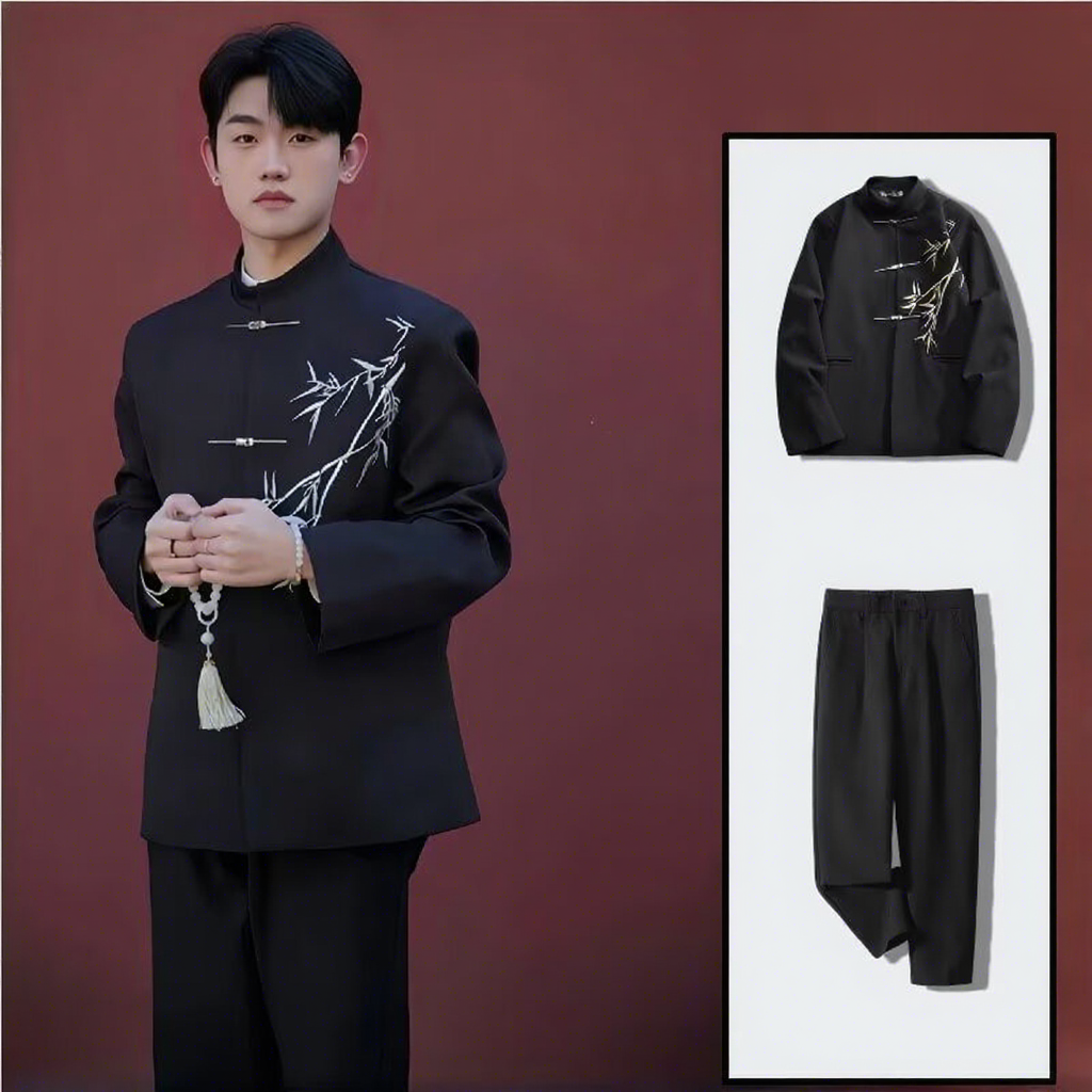 Zs 25000g-piece set-zhongshan suit long pants-black