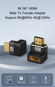 Fábrica oem odm 8k HDMI macho a hembra de ángulo recto 24K chapado en oro 8K 2,1 convertidor de HDMI para computadora 8k 2,1 adaptador HDMI - Product Image 5