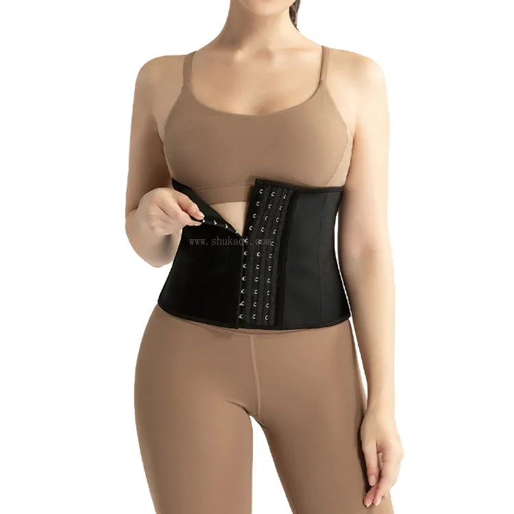 Commercio all'ingrosso 9 pollici Torso corto Korset Steel Bones Latex Waist Trainer donna Entrenador De Cintura Shapewear