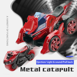 รถของเล่นไดคาสต์1:32 Die-Cast 2 In 1แข่งรถจักรยานยนต์ Catapult Chariot พร้อมไฟและดนตรี - Product Image 3