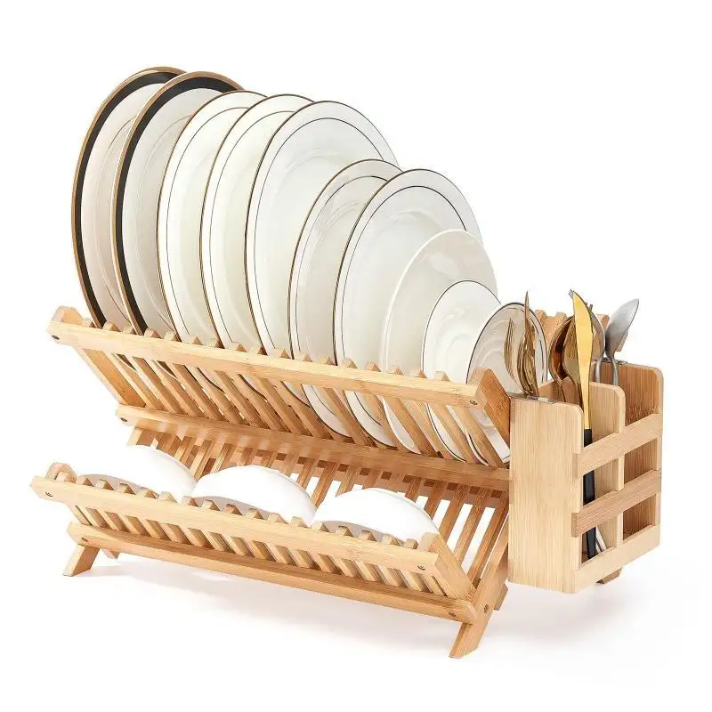 Tutto naturale scolapiatti in legno di bambù di alta qualità scaffale multifunzionale per uso domestico scolapiatti da cucina per piatti piatto tazza da tè