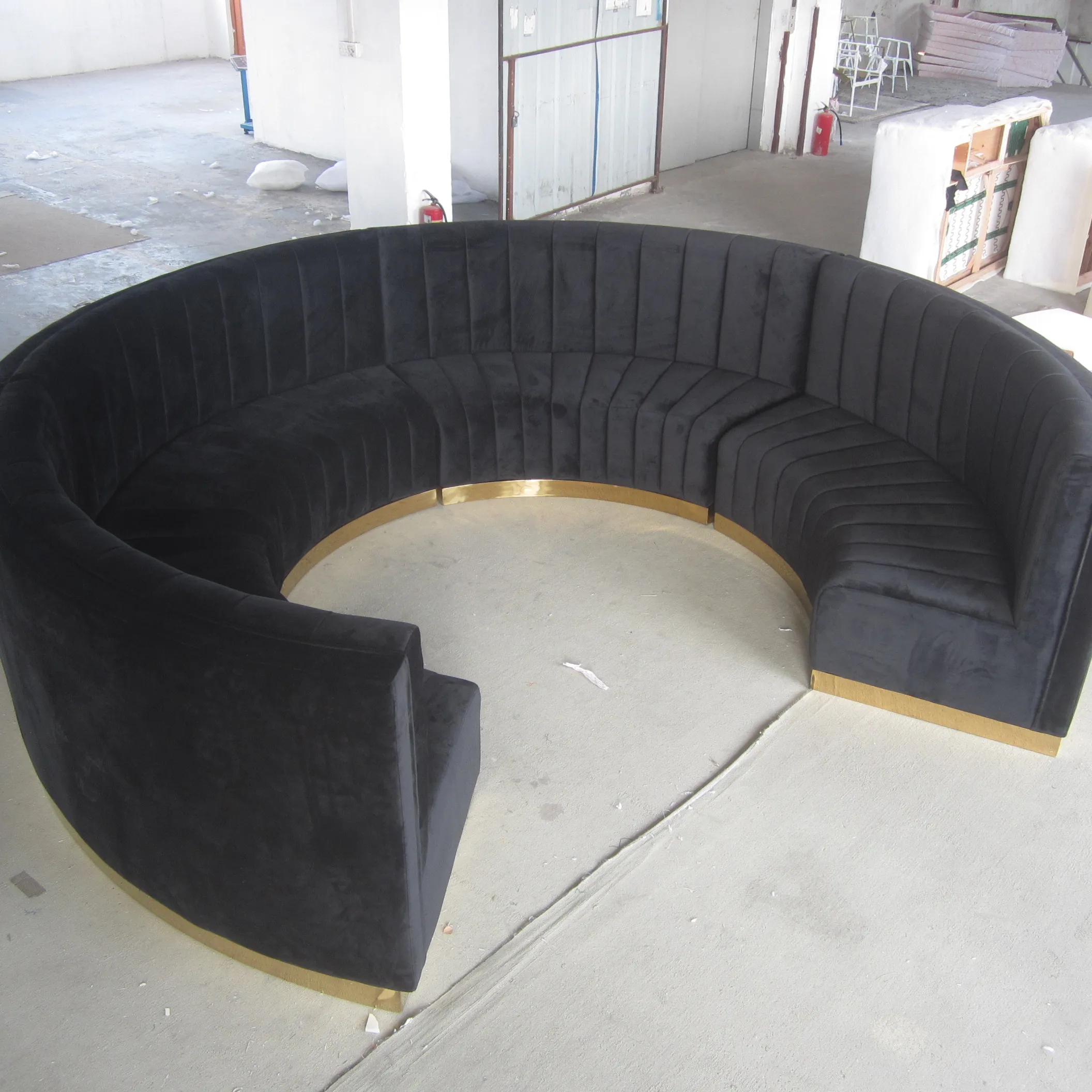 In stock semi-circular sectional velvet living room semi circle sofa furniture