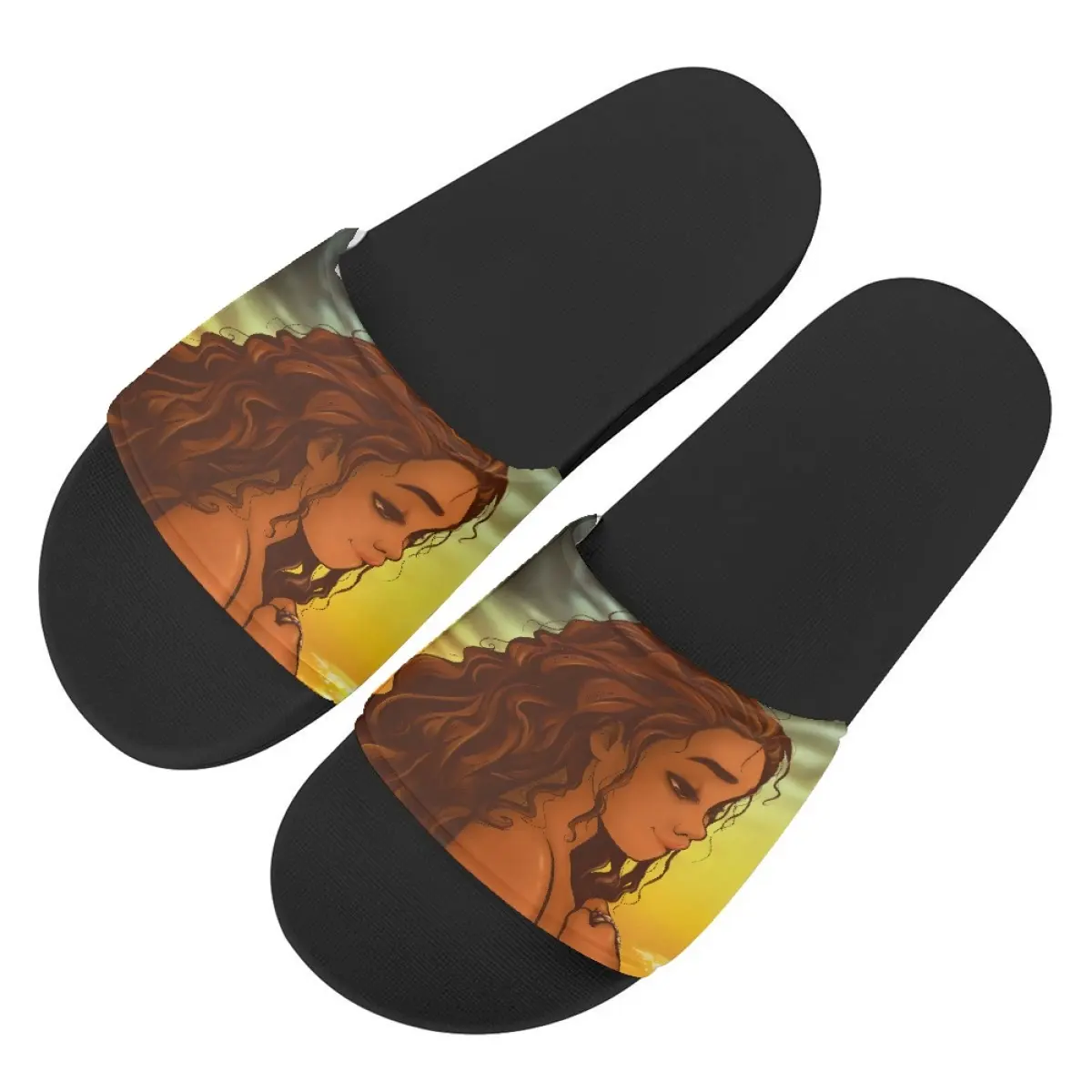 Sandálias de deslizar para piscina, chinelos de borracha pretos personalizáveis para homens, de alta qualidade