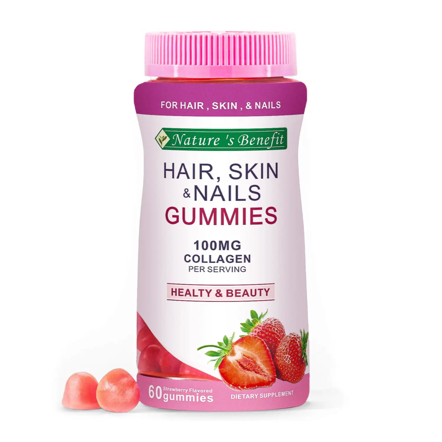 Ready to Ship Label Strawberry Flavor Biotin Nail Skin Growth Bear Gummy Hair Vitamins