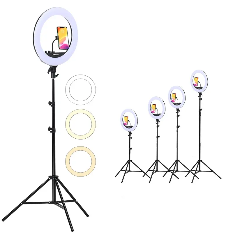 Penjualan Laris JINBEI EFR-36 Selfie Cincin Cahaya untuk Siaran Langsung Desktop Selfie Braket Lampu Cincin LED dengan Dudukan Ponsel