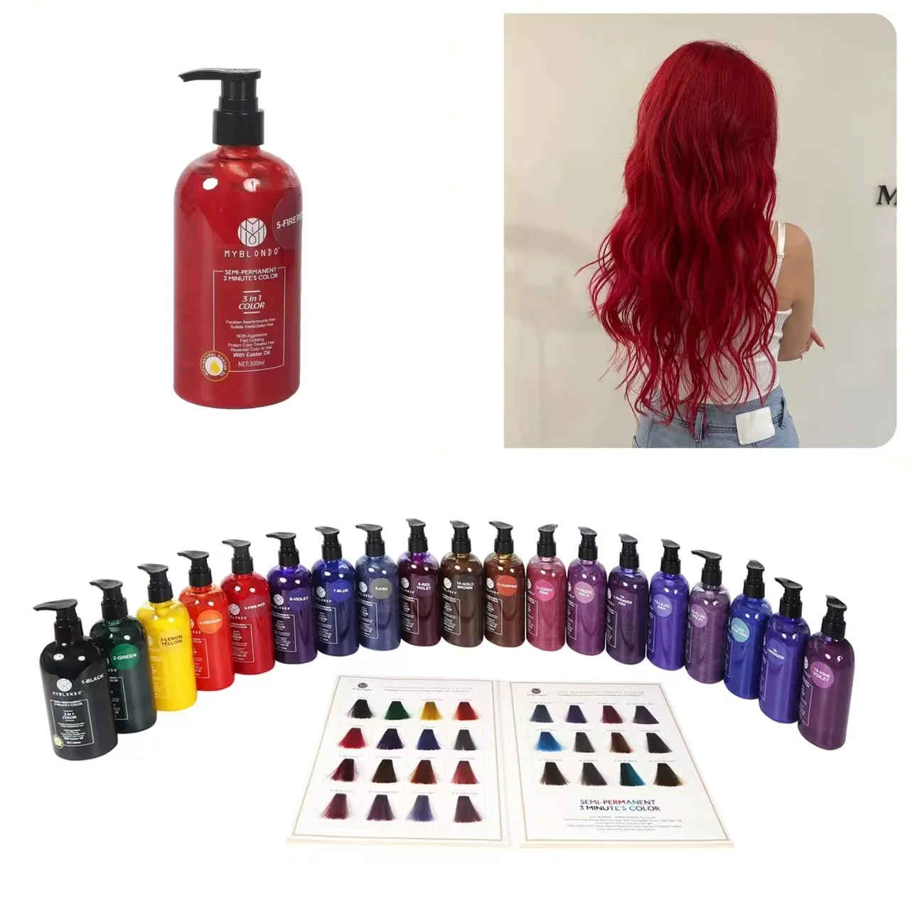 Shampoo de tintura de cabelo 28 cores para mulheres, tratamento de coloração rápida com linha completa de cosméticos para cabelos