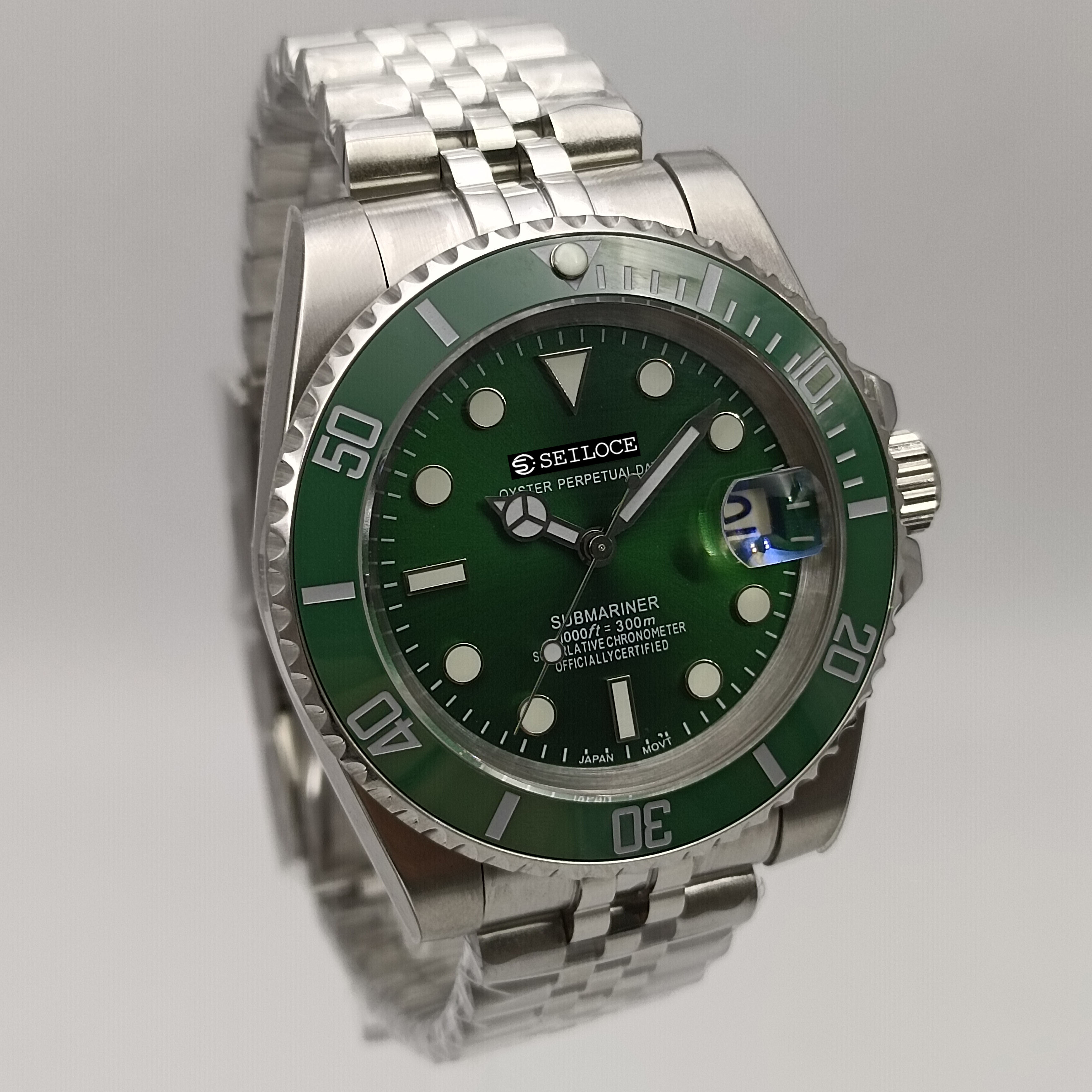 Silver Case+Green Dial