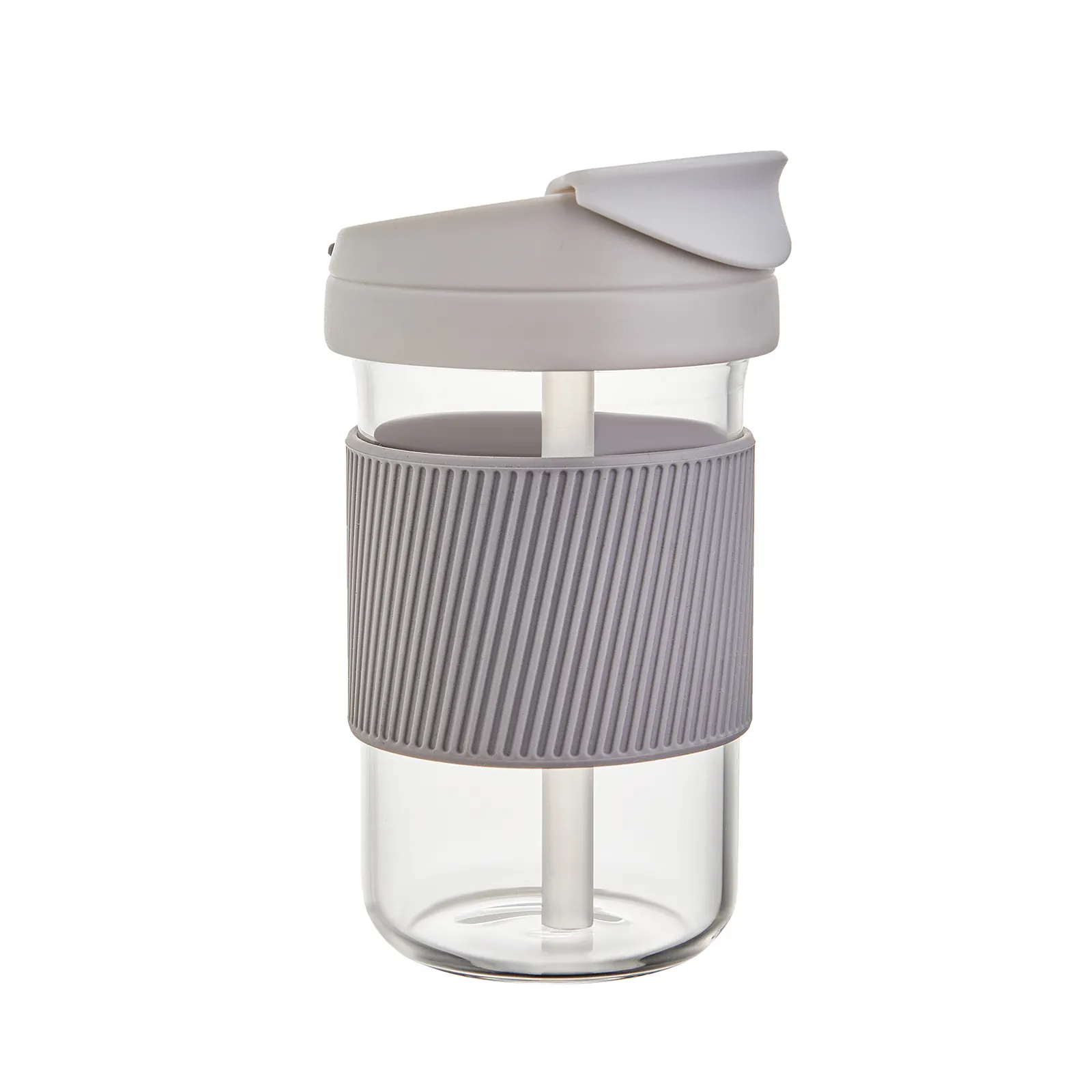 2in 1 lid BPAfree 재사용 가능한 친환경 귀여운 350ML/450ml 여행 유리 커피 컵 머그잔 실리콘 뚜껑 유리 병