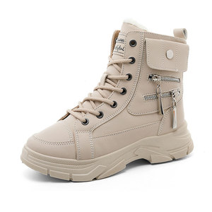 W2579 Phụ Nữ Của Mùa Đông Thời Trang Khởi Động Mắt Cá Chân Chiều Cao Ren-up Phong Cách Không Thấm Nước Thoáng Khí Phẳng Gót Mùa Đông Khởi Động - Product Image 4