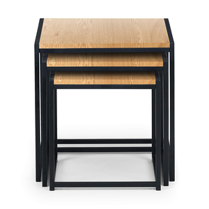 Mesa cuadrada de madera apilable para sala de estar moderna, en forma de mesa auxiliar C, juego de mesa de centro anidada 3 en 1 con marco de metal - Product Image 4