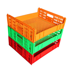 Caja móvil apilable de plástico HDPE de uso alimenticio, caja de almacenamiento apilable para pan, transporte de plástico pequeño y plegable - Product Image 1