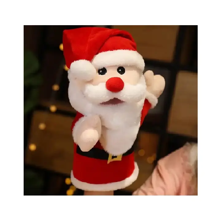 Marioneta de mano de dibujos animados, marionetas de peluche de Papá Noel, muñeco de payaso divertido