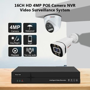4MP HD 16CHカメラP66防水POEキットカメラ双方向音声およびビデオ録画カメラはP2Pをサポートします