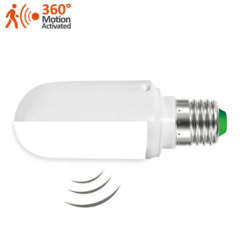 Bombilla LED con enchufe Horizontal, lámpara LED con Sensor de movimiento para microondas, para pasillo, escaleras, vestíbulo, 5W, E27
