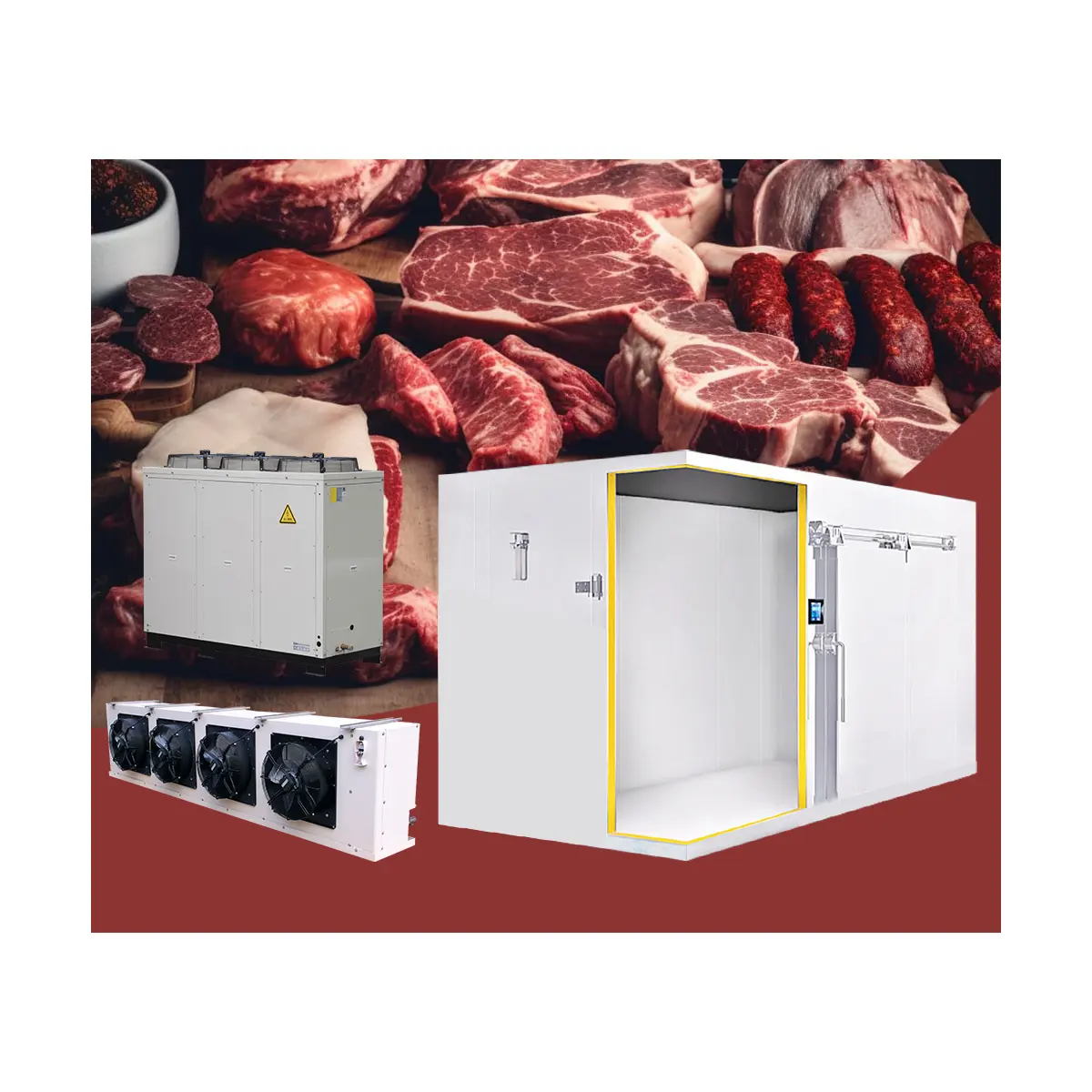 DOLUYO 300 톤 고기 콜드 룸 저장 냉동실 얼음 저장 냉동실 냉동 유닛 응축 단가 및 증발기