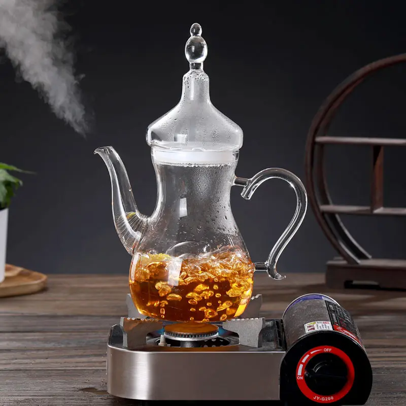 Chịu nhiệt rõ ràng Borosilicate Glass Arabic turktsh pháp mooccan ấm trà Set với Infuser