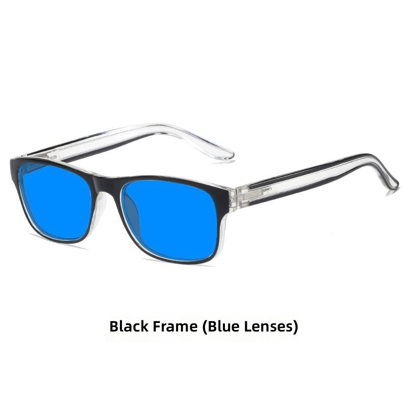 Black frame-blue lens