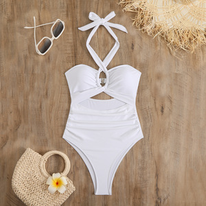 Zy049 Factory Direct Sale Casual Fashion Women Knot 1 Piece Swimsuit Mesh Cover up Sexy <strong>String</strong> Thong Swimwear Bikini Set - Product Image 3