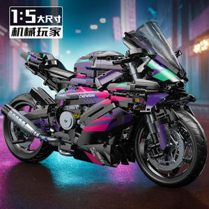 مجموعة آلات دراجات نارية بلاستيكية لبنات بناء متوافقة مع نماذج زخارف للأولاد - Product Image 3