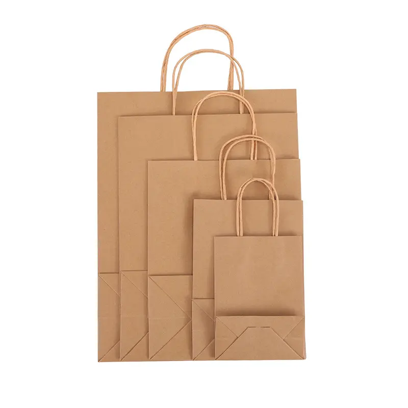 Logo personalizzato Take Away Food Bag ECO Shopping Bag sacchetti di carta Kraft marrone