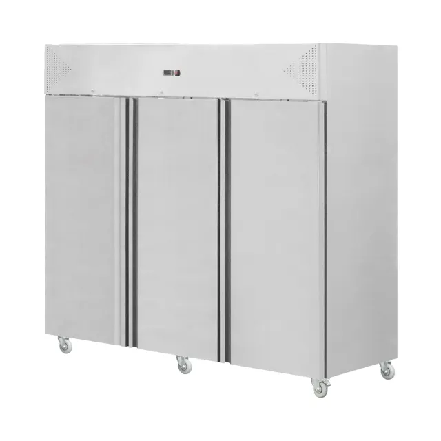 Refrigerador de acero inoxidable de 3 puertas, precio de refrigerador libre de CFC, armario de cocina