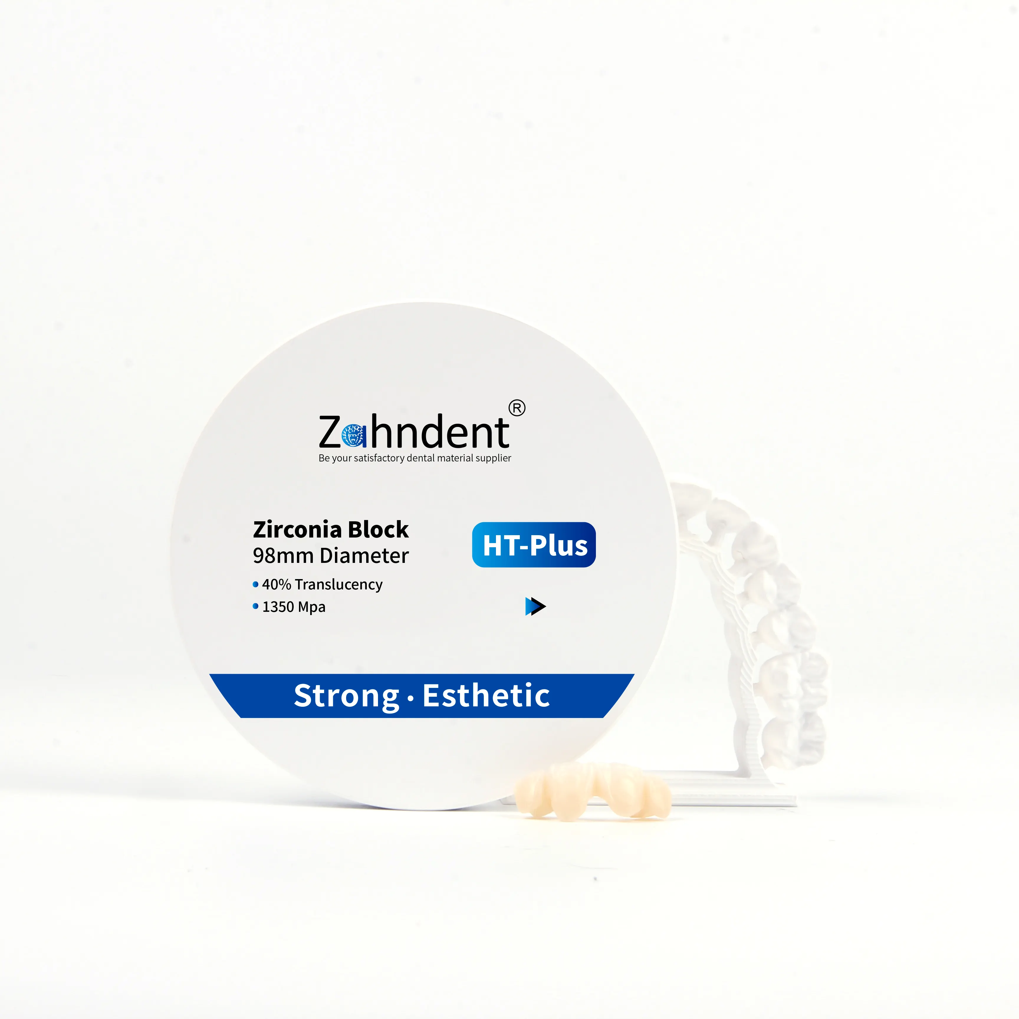 Zahndent Digital Block CAD CAM HT-Plus Discos de laboratorio de bloque dental de Zirconia blanca