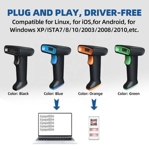 Nueva llegada 1D 2D Código QR para escáner Bluetooth Lector de código de barras USB Escáner de mano inalámbrico en azul con disponibilidad de stock - Product Image 4