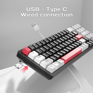 Teclado mecânico com fio tipo C para jogos, teclado com luz de fundo para teclado portátil com fio R78 Hotswappable 75