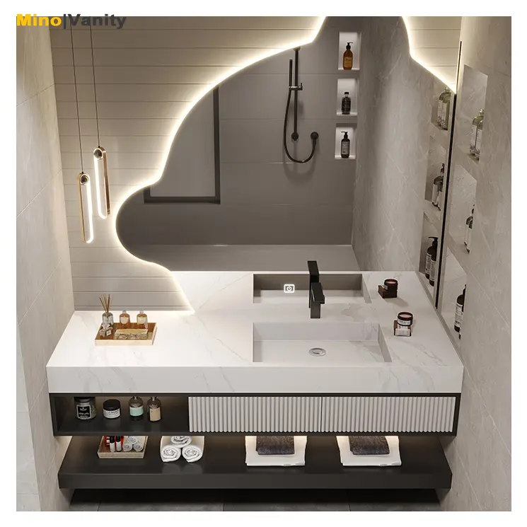 ใหม่ที่ทันสมัยเรียบง่ายน่ารักหมีกระจกห้องน้ำตู้อ่างล้างหน้าห้องน้ำตู้โต๊ะเครื่องแป้ง