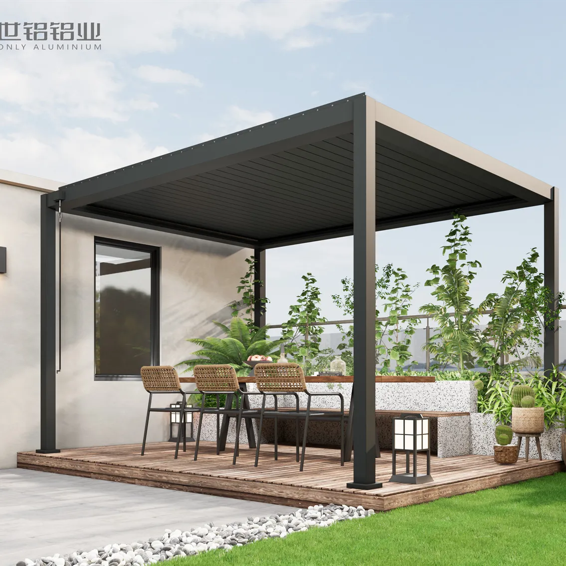 DIY Modern Design Bioclimatic Awning Cover Waterproof Louvre Roof Louver Gazebo Outdoor Aluminum Pergola