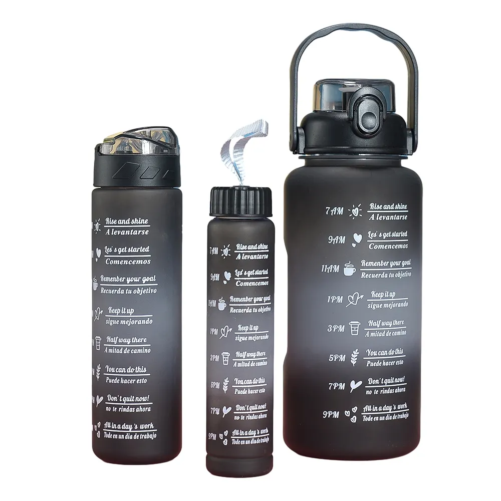 Sıcak satış 3 adet setleri spor su şişesi açık seyahat taşınabilir içecek plastik içecek şişeleri Bpa içermeyen