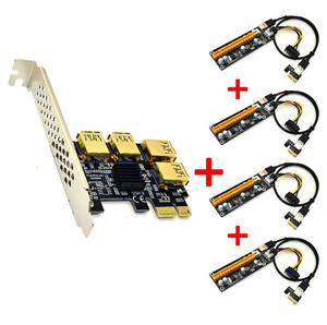Riser USB 3.0 <span class=keywords><strong>PCI</strong></span>-E Express 1x כדי 16x Riser כרטיס מתאם PCIE 1 כדי 4 חריץ PCIe נמל מכפיל כרטיס
