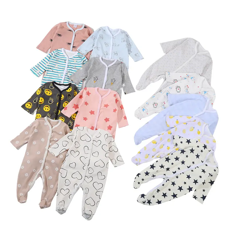 Bé trai và bé gái Romper Jumpsuit 100% cotton hữu cơ một mảnh trang phục Coverall bé